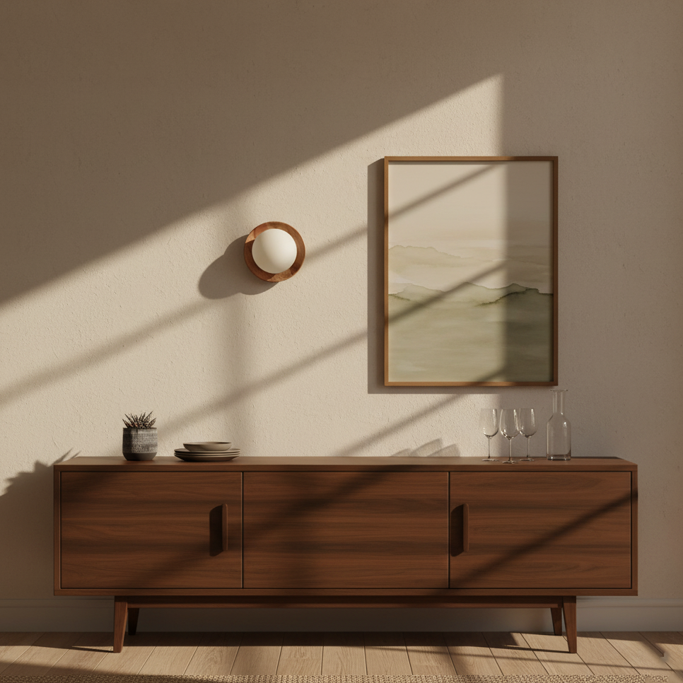 Élina Tablet Wall Lamp with Wood Backplate and LED Glow