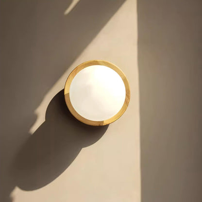 Élina Tablet Wall Lamp with Wood Backplate and LED Glow