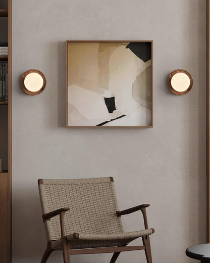 Élina Tablet Wall Lamp with Wood Backplate and LED Glow