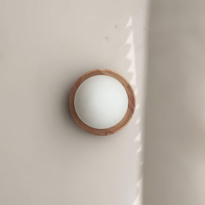 Élina Tablet Wall Lamp with Wood Backplate and LED Glow
