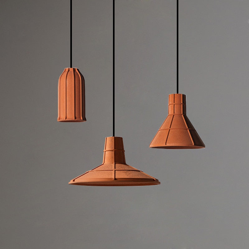 Camille Terracotta Hut Cement Pendant LED Light