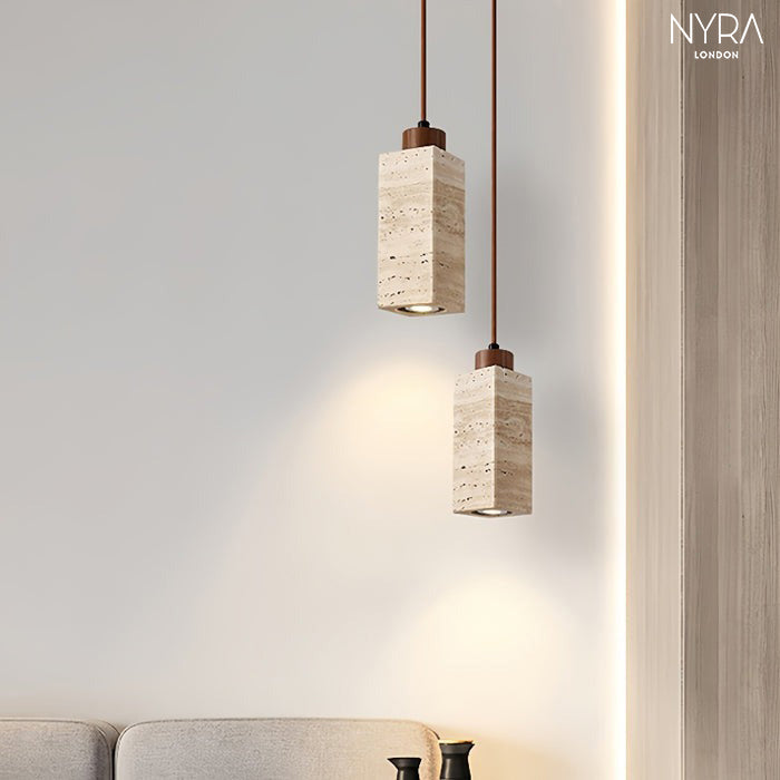 Amélie Natural Travertine Stone Pendant Light