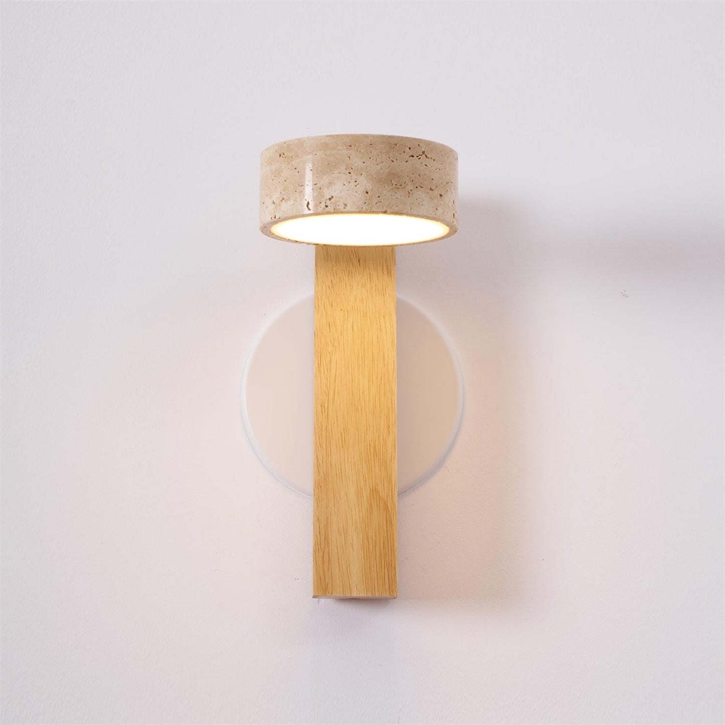 Isabelle Tersus Wall Lamp with Yellow Travertine Shade and Wooden Beam