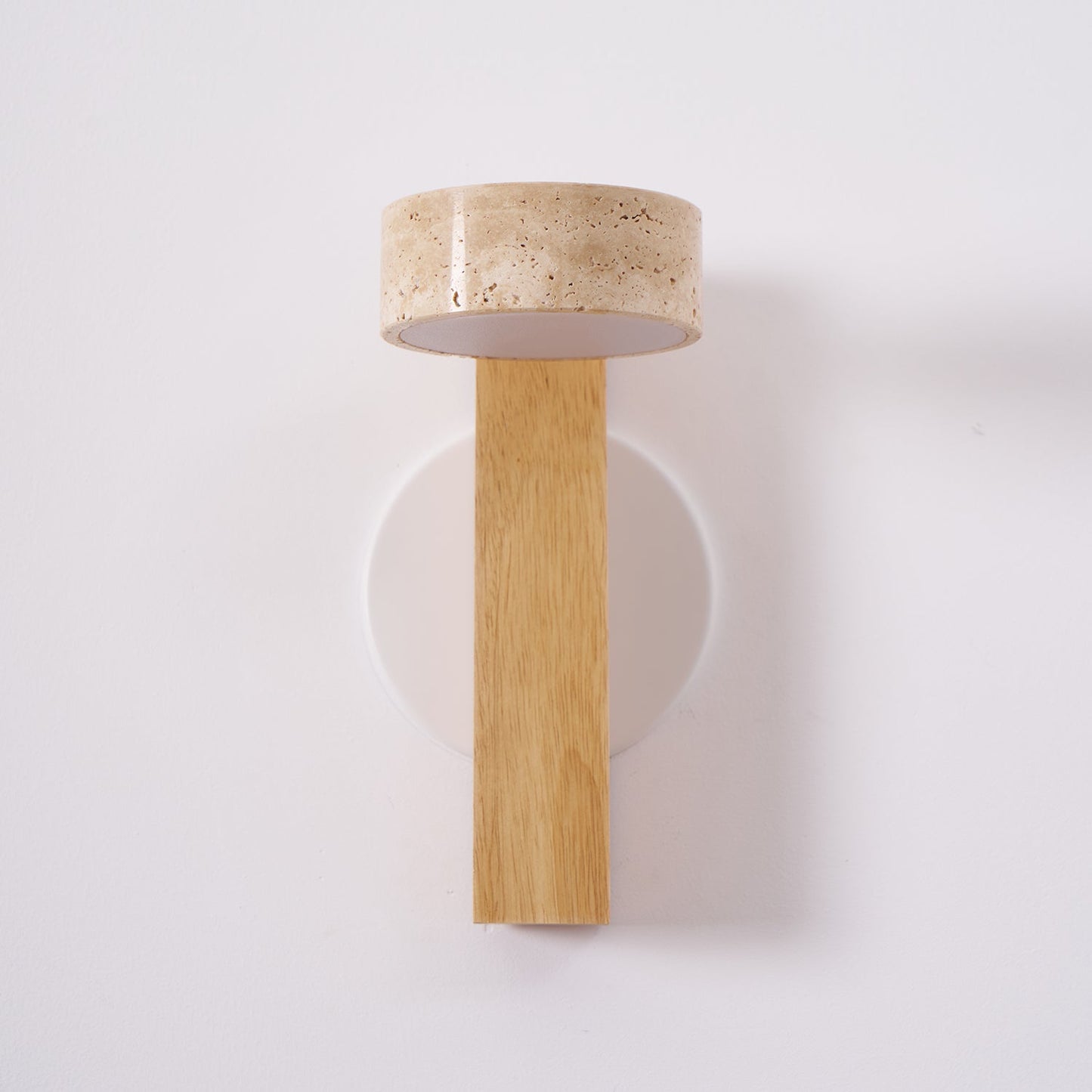 Isabelle Tersus Wall Lamp with Yellow Travertine Shade and Wooden Beam