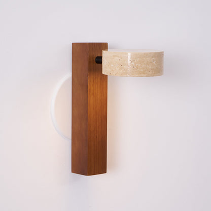 Isabelle Tersus Wall Lamp with Yellow Travertine Shade and Wooden Beam