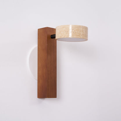 Isabelle Tersus Wall Lamp with Yellow Travertine Shade and Wooden Beam