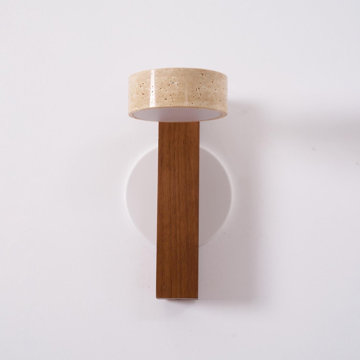 Isabelle Tersus Wall Lamp with Yellow Travertine Shade and Wooden Beam