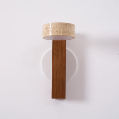 Isabelle Tersus Wall Lamp with Yellow Travertine Shade and Wooden Beam