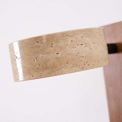 Isabelle Tersus Wall Lamp with Yellow Travertine Shade and Wooden Beam