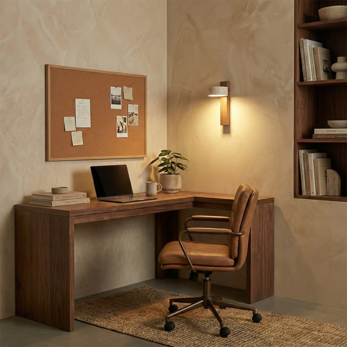 Isabelle Tersus Wall Lamp with Yellow Travertine Shade and Wooden Beam