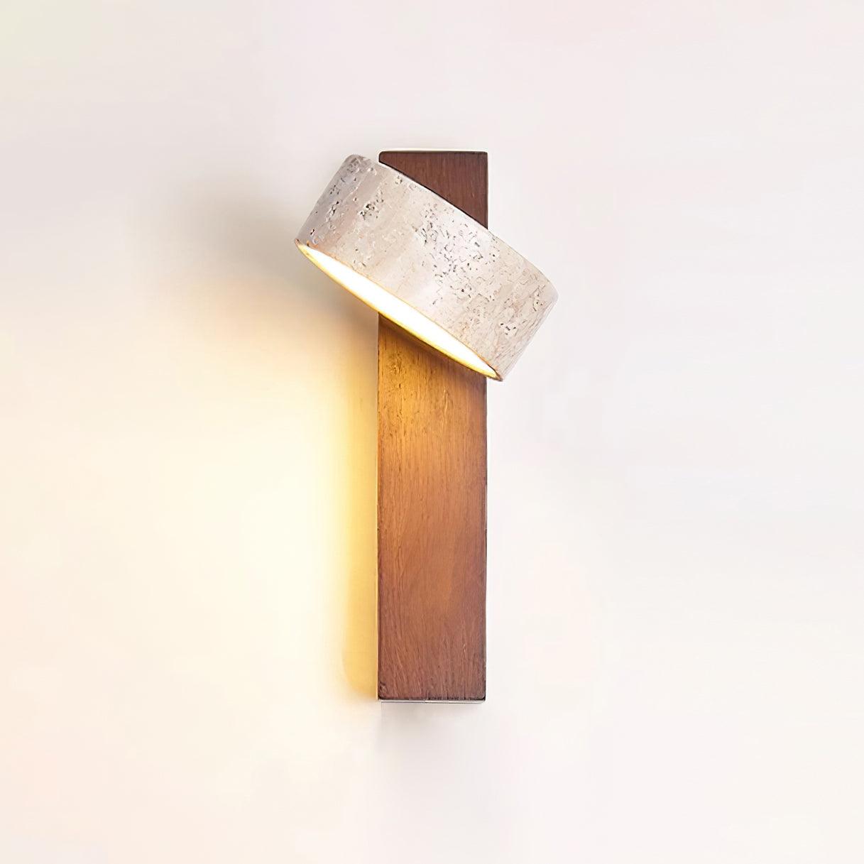 Isabelle Tersus Wall Lamp with Yellow Travertine Shade and Wooden Beam