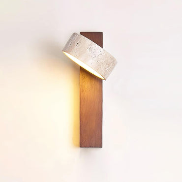 Isabelle Tersus Wall Lamp with Yellow Travertine Shade and Wooden Beam