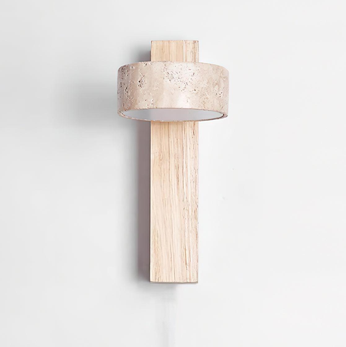 Isabelle Tersus Wall Lamp with Yellow Travertine Shade and Wooden Beam