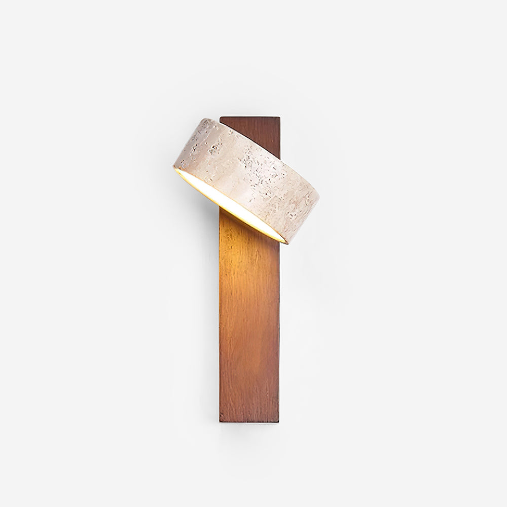 Isabelle Tersus Wall Lamp with Yellow Travertine Shade and Wooden Beam