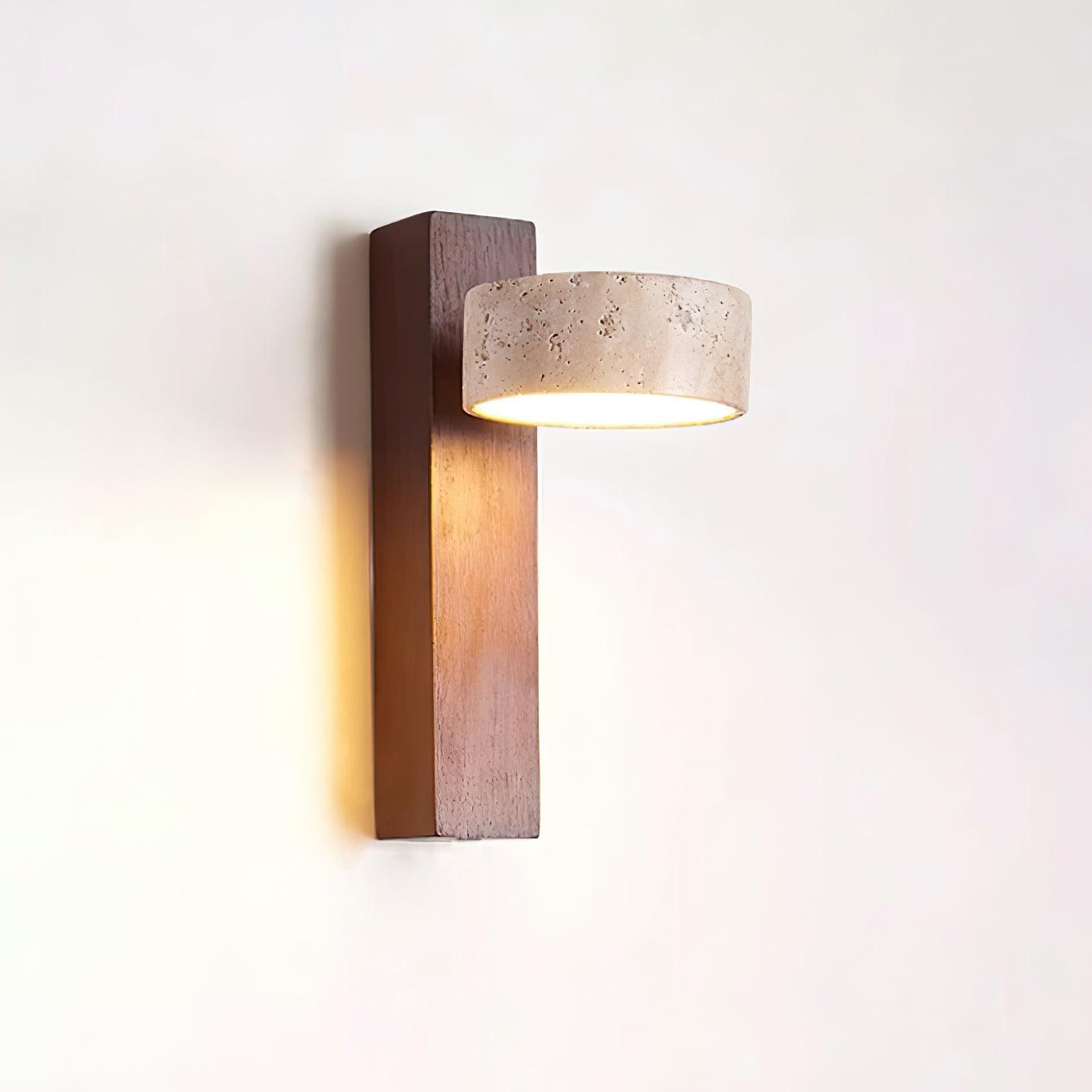 Isabelle Tersus Wall Lamp with Yellow Travertine Shade and Wooden Beam