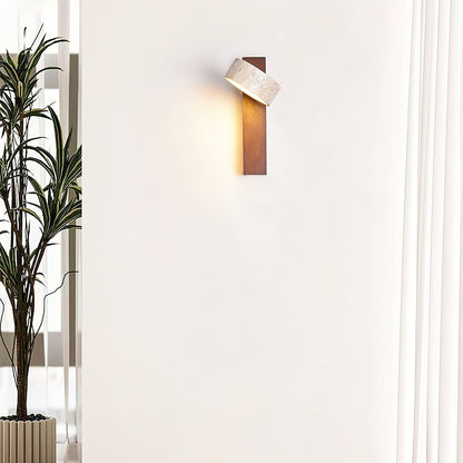 Isabelle Tersus Wall Lamp with Yellow Travertine Shade and Wooden Beam