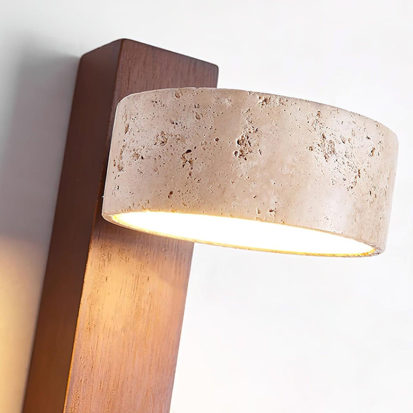 Isabelle Tersus Wall Lamp with Yellow Travertine Shade and Wooden Beam