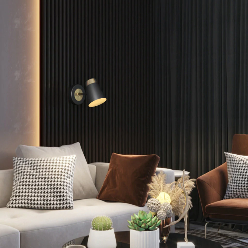 Amélie Black & Gold Industrial Cone Wall Lamp
