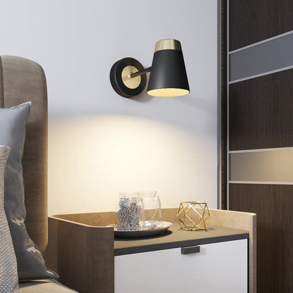Amélie Black & Gold Industrial Cone Wall Lamp