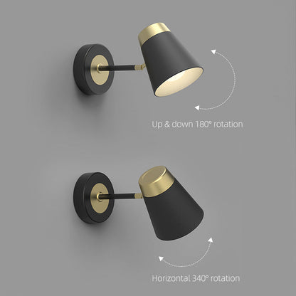 Amélie Black & Gold Industrial Cone Wall Lamp