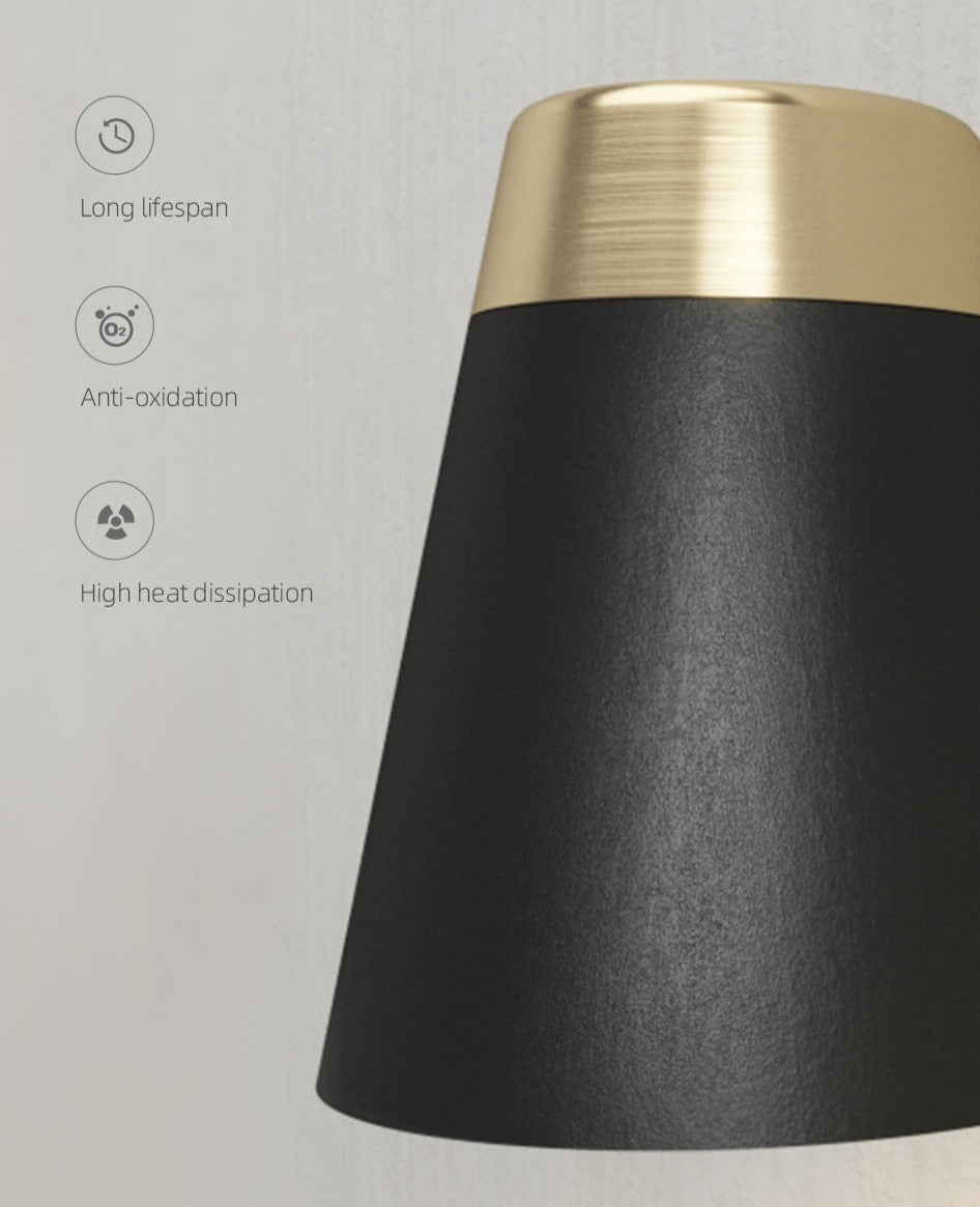 Amélie Black & Gold Industrial Cone Wall Lamp