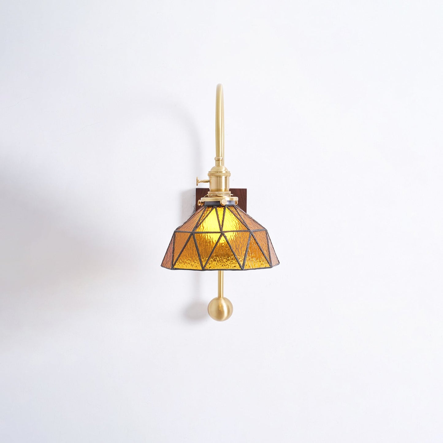 Juliette Tiffany Wall Light Brass Walnut and Glass Lighting