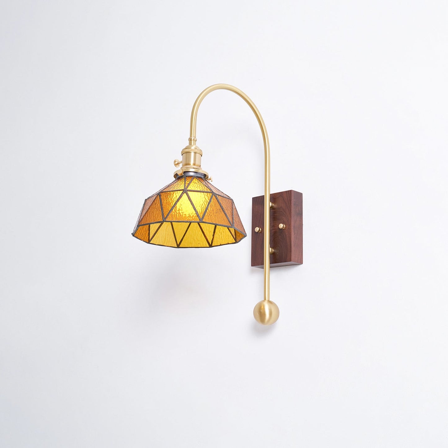 Juliette Tiffany Wall Light Brass Walnut and Glass Lighting