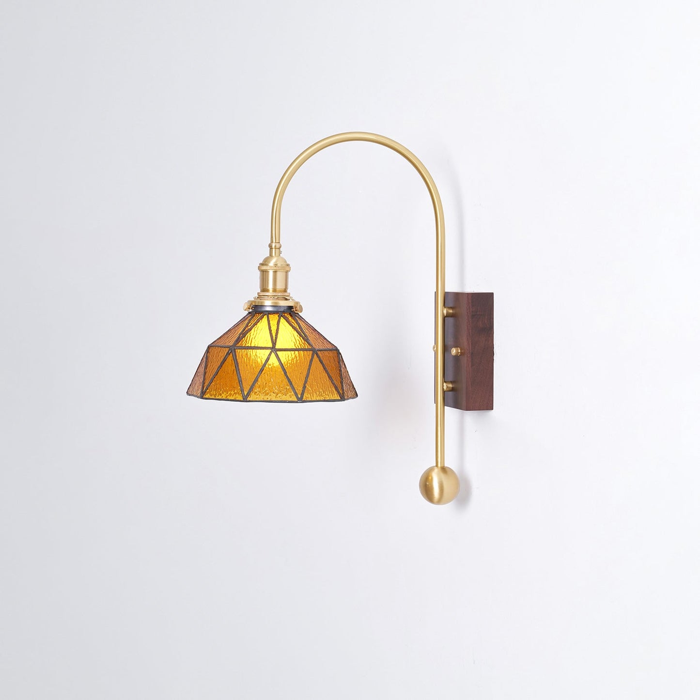 Juliette Tiffany Wall Light Brass Walnut and Glass Lighting