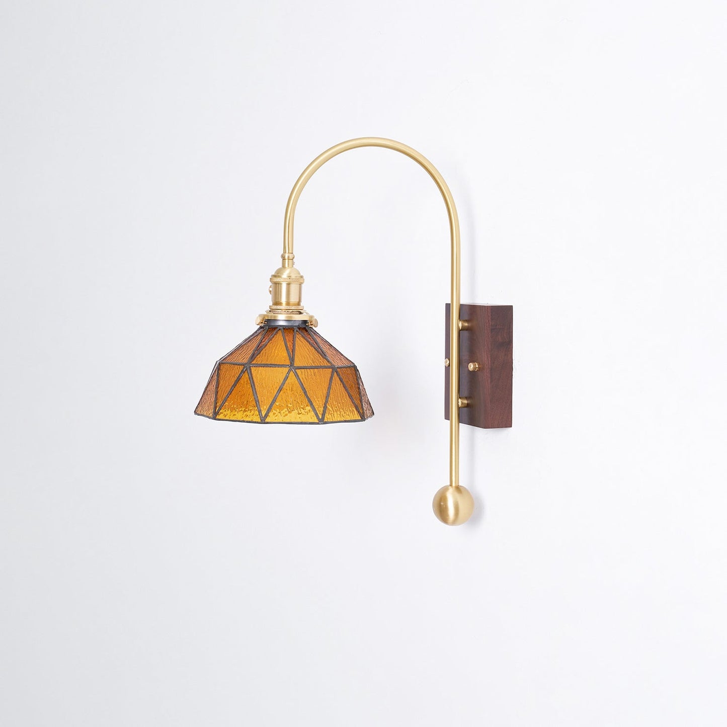 Juliette Tiffany Wall Light Brass Walnut and Glass Lighting