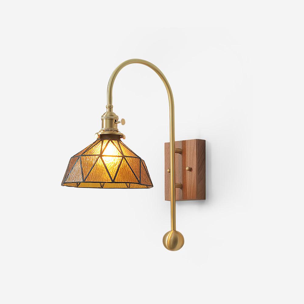 Juliette Tiffany Wall Light Brass Walnut and Glass Lighting