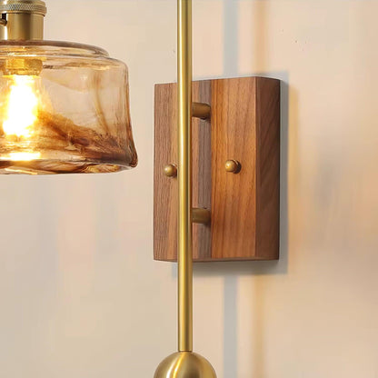 Juliette Tiffany Wall Light Brass Walnut and Glass Lighting