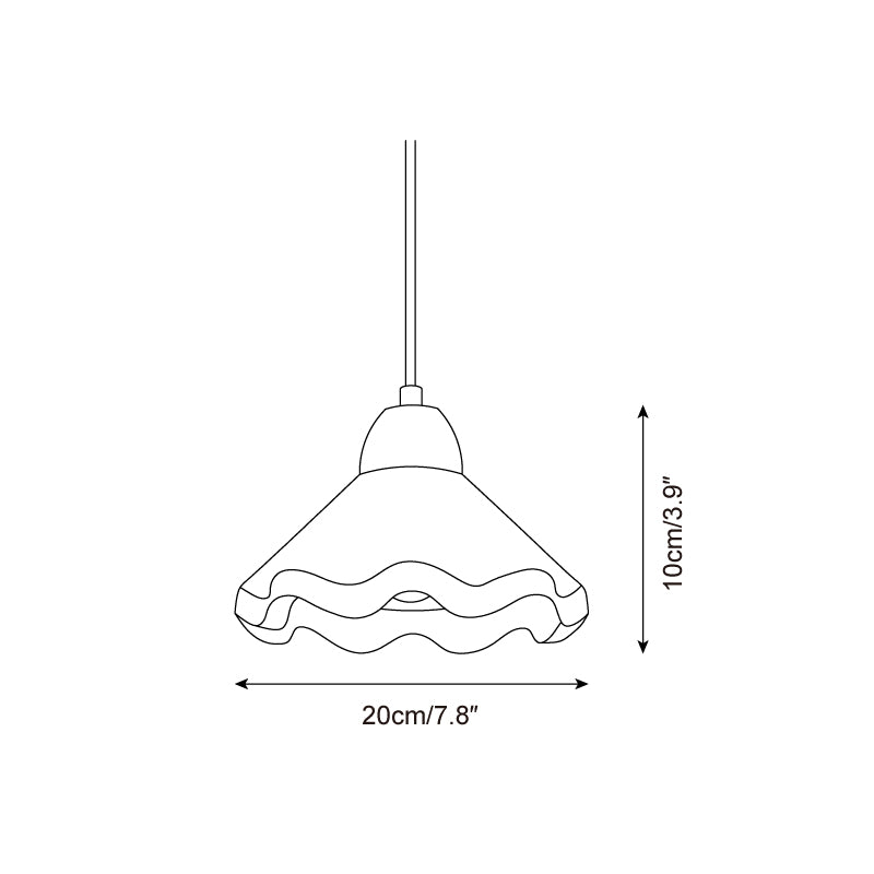 Juliette Pendant Lamp, Scalloped Resin Shade with Wood Accent