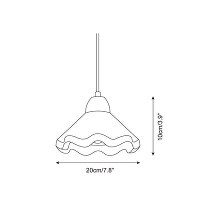 Juliette Pendant Lamp, Scalloped Resin Shade with Wood Accent