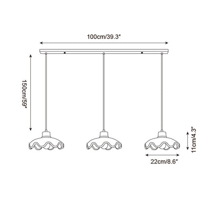 Juliette Pendant Lamp, Scalloped Resin Shade with Wood Accent