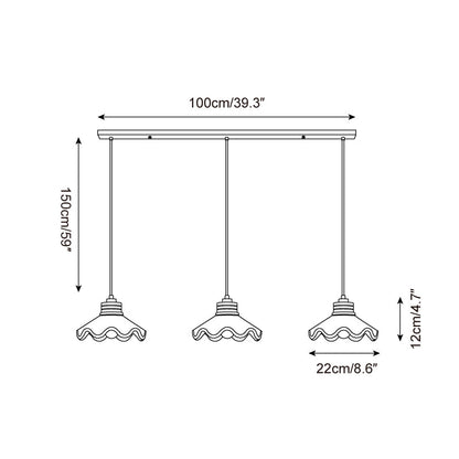 Juliette Pendant Lamp, Scalloped Resin Shade with Wood Accent