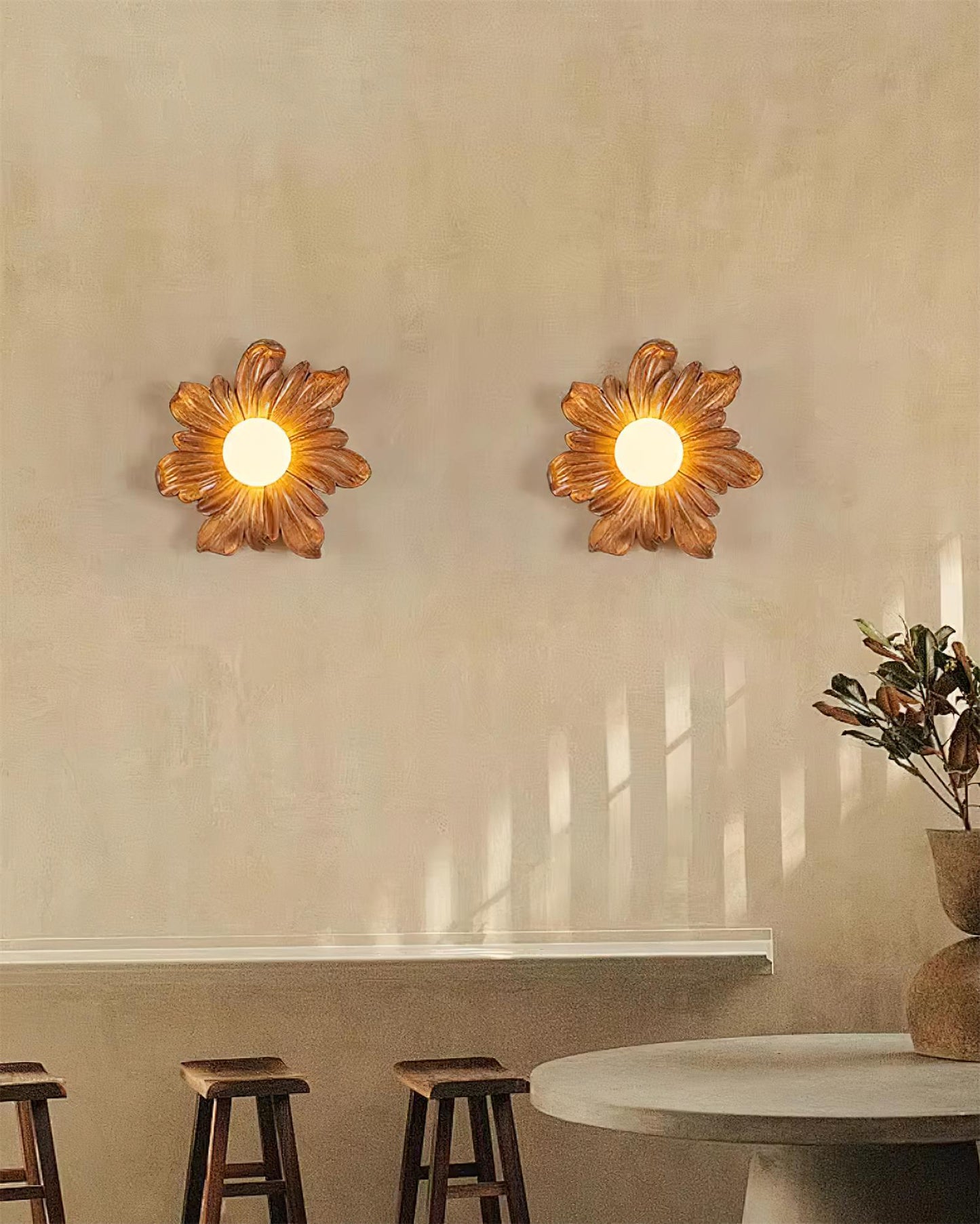Camille Floral Resin Wall Lamp with Soft Glow Design