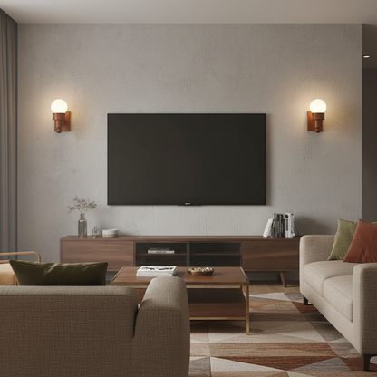 Sabrina Tupelo Wall Lamp Wood and Glass Classic Lighting