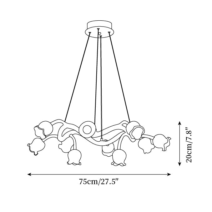 Amélie Flowers Chandelier, Organic Branch Design with Delicate Bloom Lights