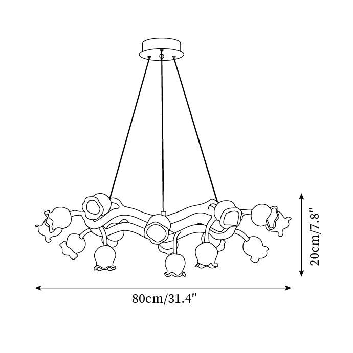 Amélie Flowers Chandelier, Organic Branch Design with Delicate Bloom Lights