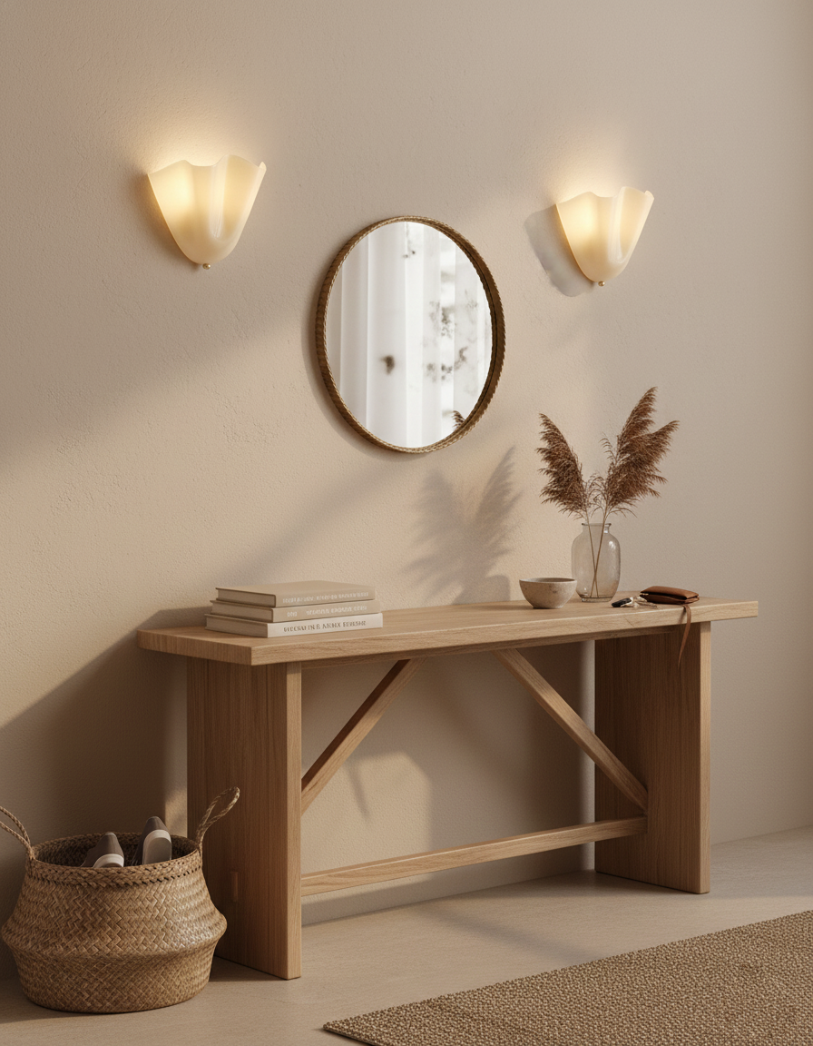 Violette Hand-Blown Glass Wall Lamp with Petal Silhouette