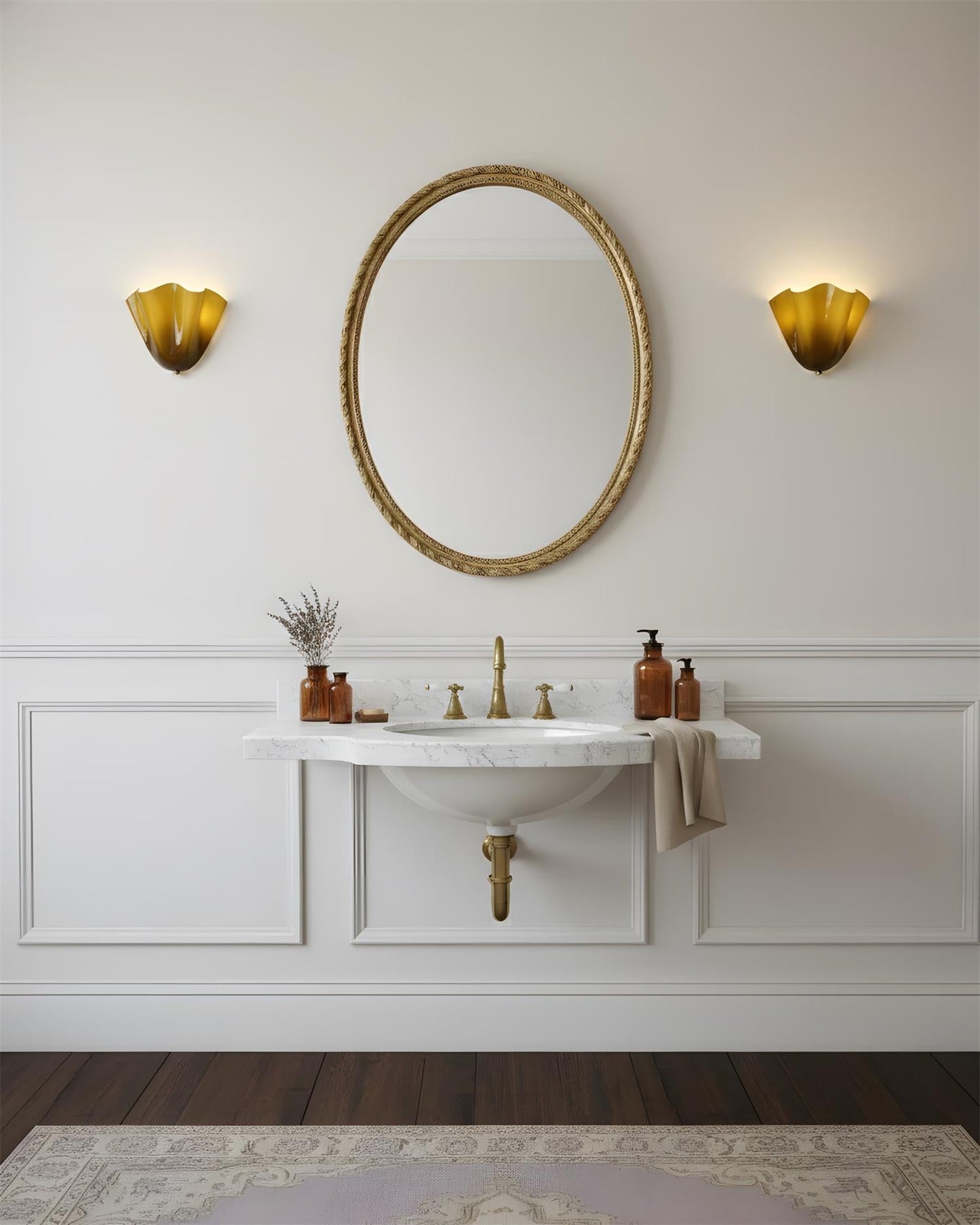 Violette Hand-Blown Glass Wall Lamp with Petal Silhouette