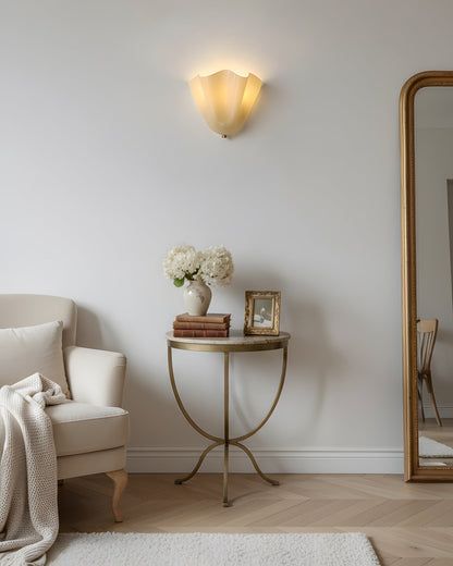 Violette Hand-Blown Glass Wall Lamp with Petal Silhouette