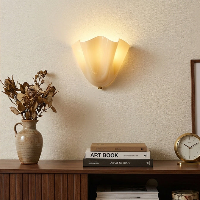 Violette Hand-Blown Glass Wall Lamp with Petal Silhouette