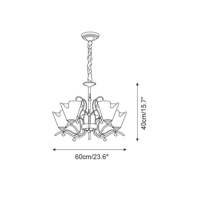 Auriane Glass Chandelier, Amber Shades with Crystal Accents