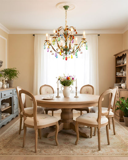 Solène Artistic Chandelier, Multicolor Glass Drops with Metal Frame