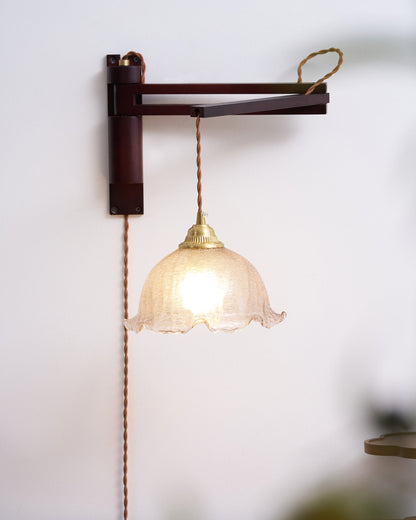 Madeleine Vintage Plug-In Wall Lamp with Adjustable Arm and Frosted Glass