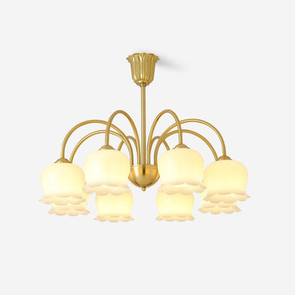 Amélina Vintage Gold & Beige Orchid Chandelier