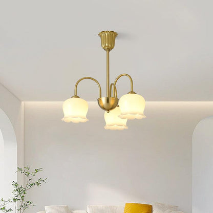 Amélina Vintage Gold & Beige Orchid Chandelier