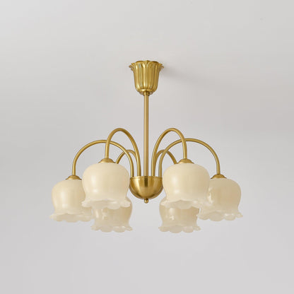 Amélina Vintage Gold & Beige Orchid Chandelier