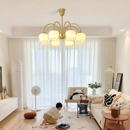 Amélina Vintage Gold & Beige Orchid Chandelier